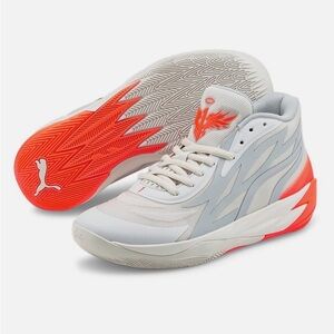 Men Puma MB.02 Gorange Melo Basketball Shoes Size 13 Platinum Gray 378288 02